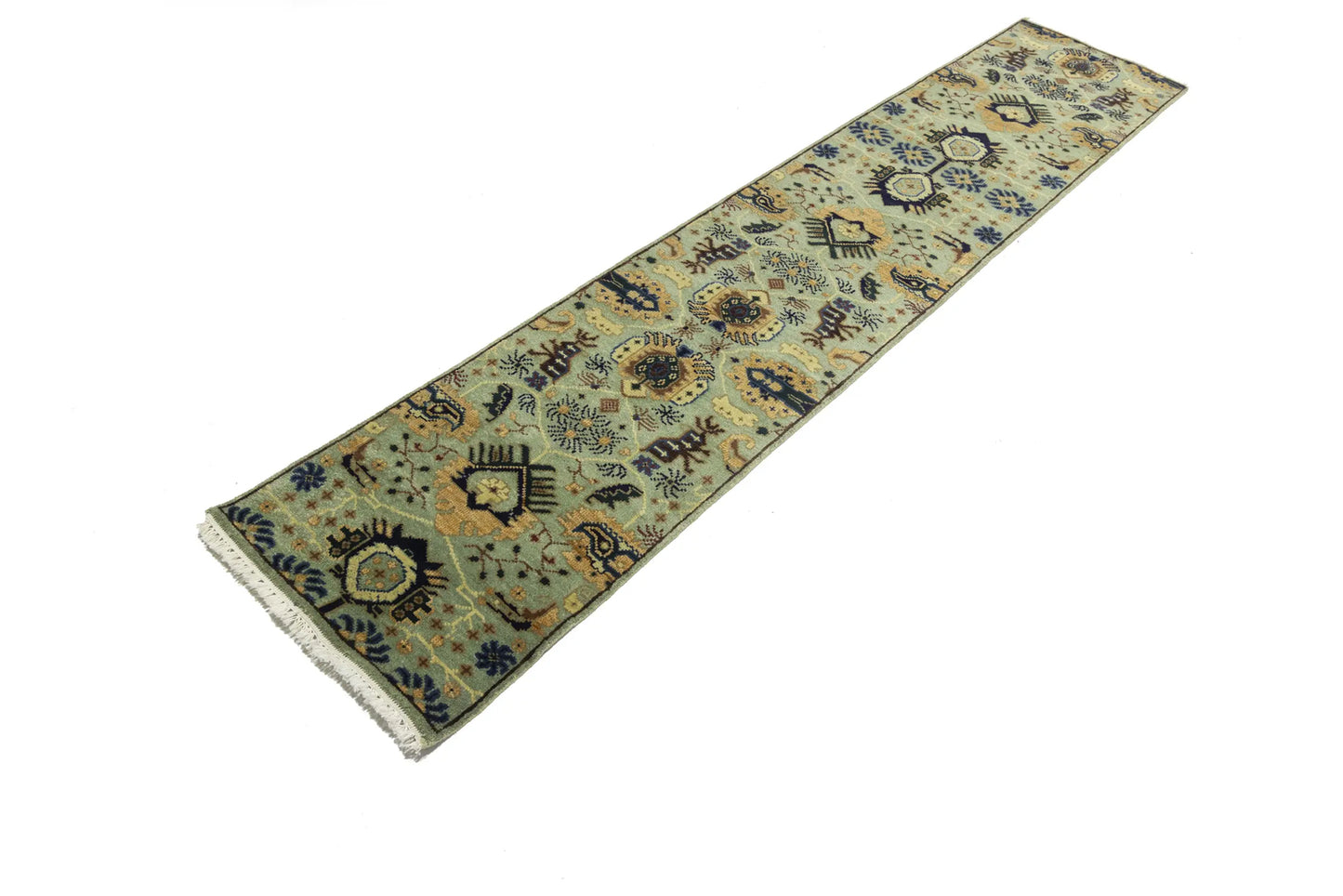 Geometric Tribal Oriental Runner Rug Light Gray