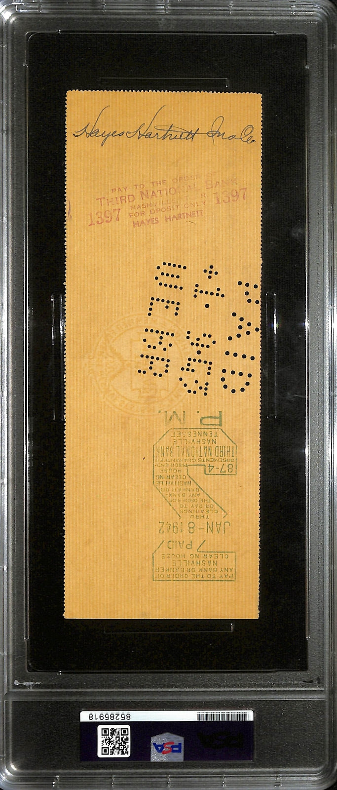 Paul "Bear" Bryant Hof Signed 1942 Bank Check