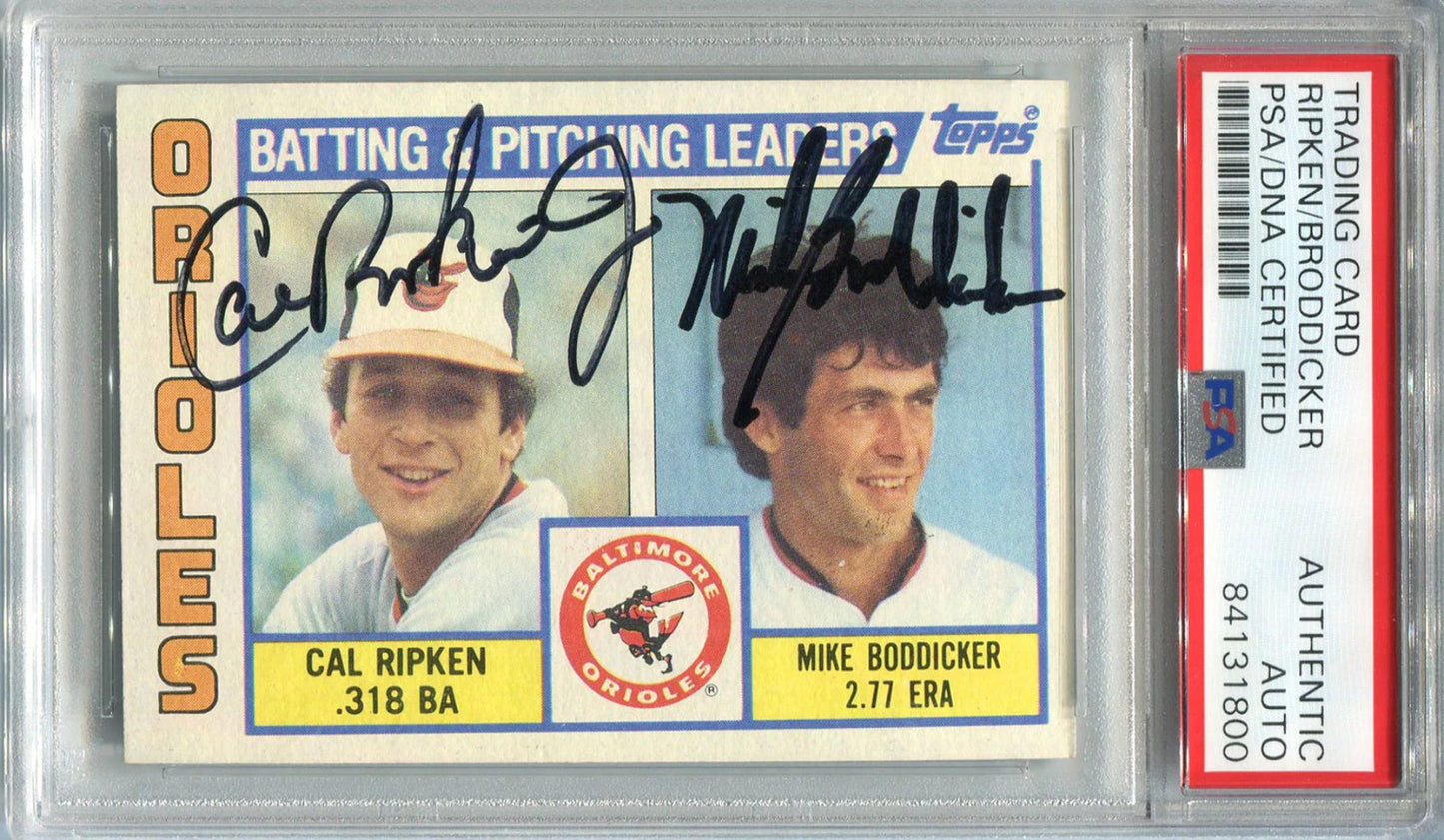 Cal Ripken Jr. & Mike Boddicker Autographed 1984 Topps Card (Psa)