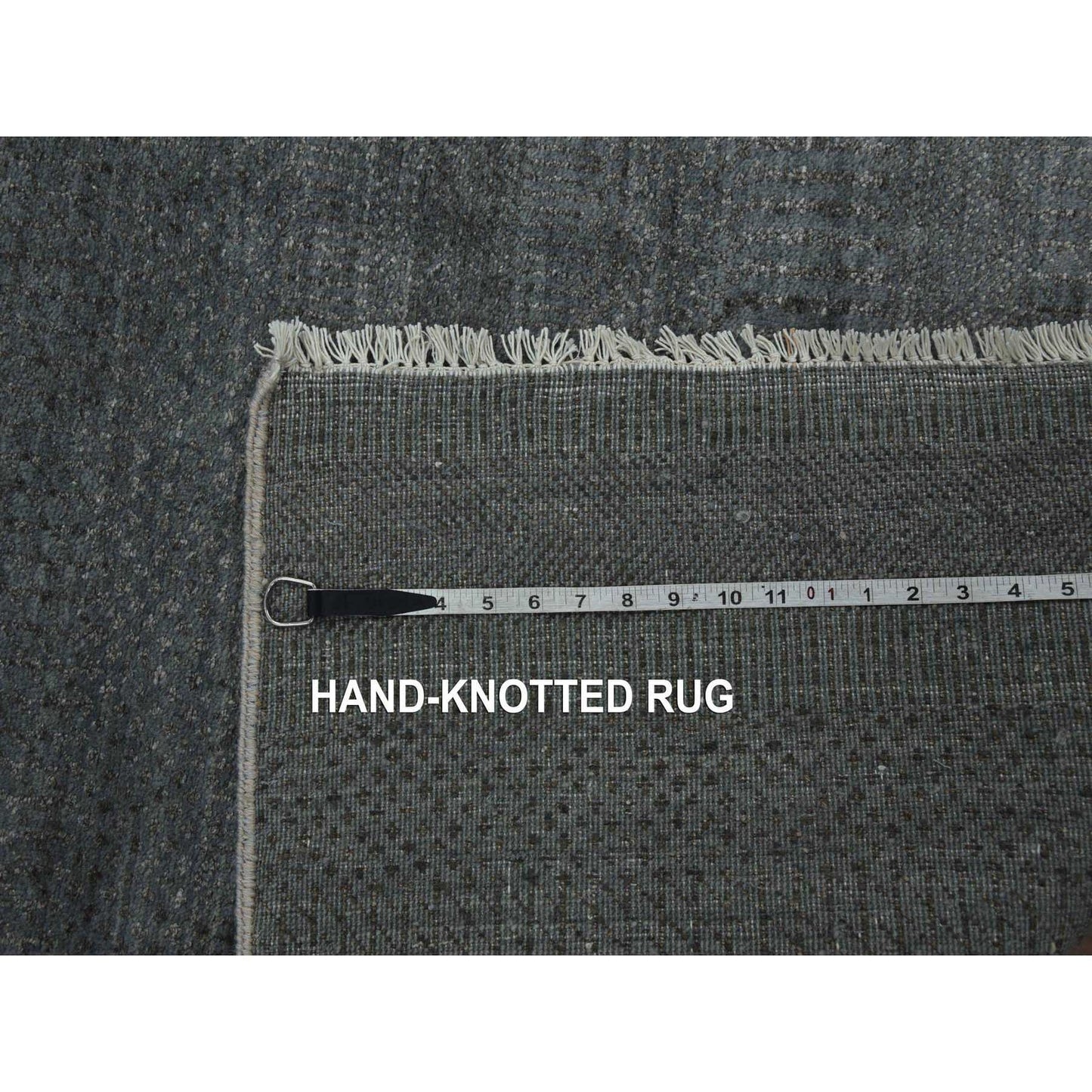 5'1"X7'1" Gray Hand Knotted Grass Design Wool And Silk Rug