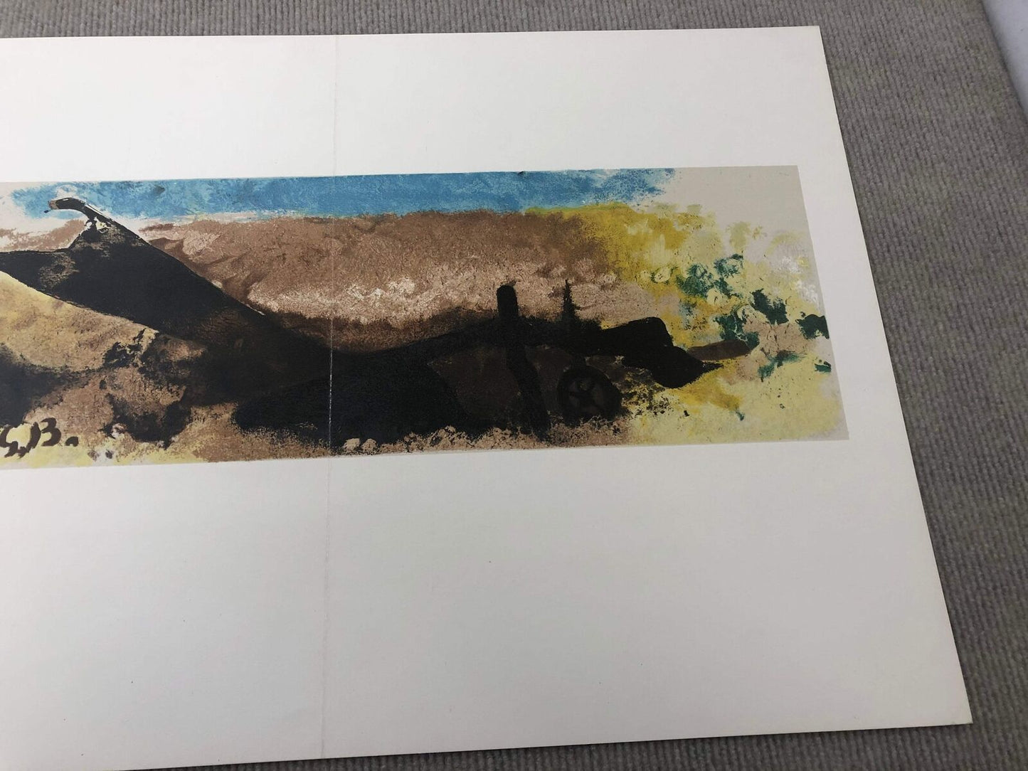 Georges Braque La Charrue " Lithograph Cubism Brown Plough, Farming