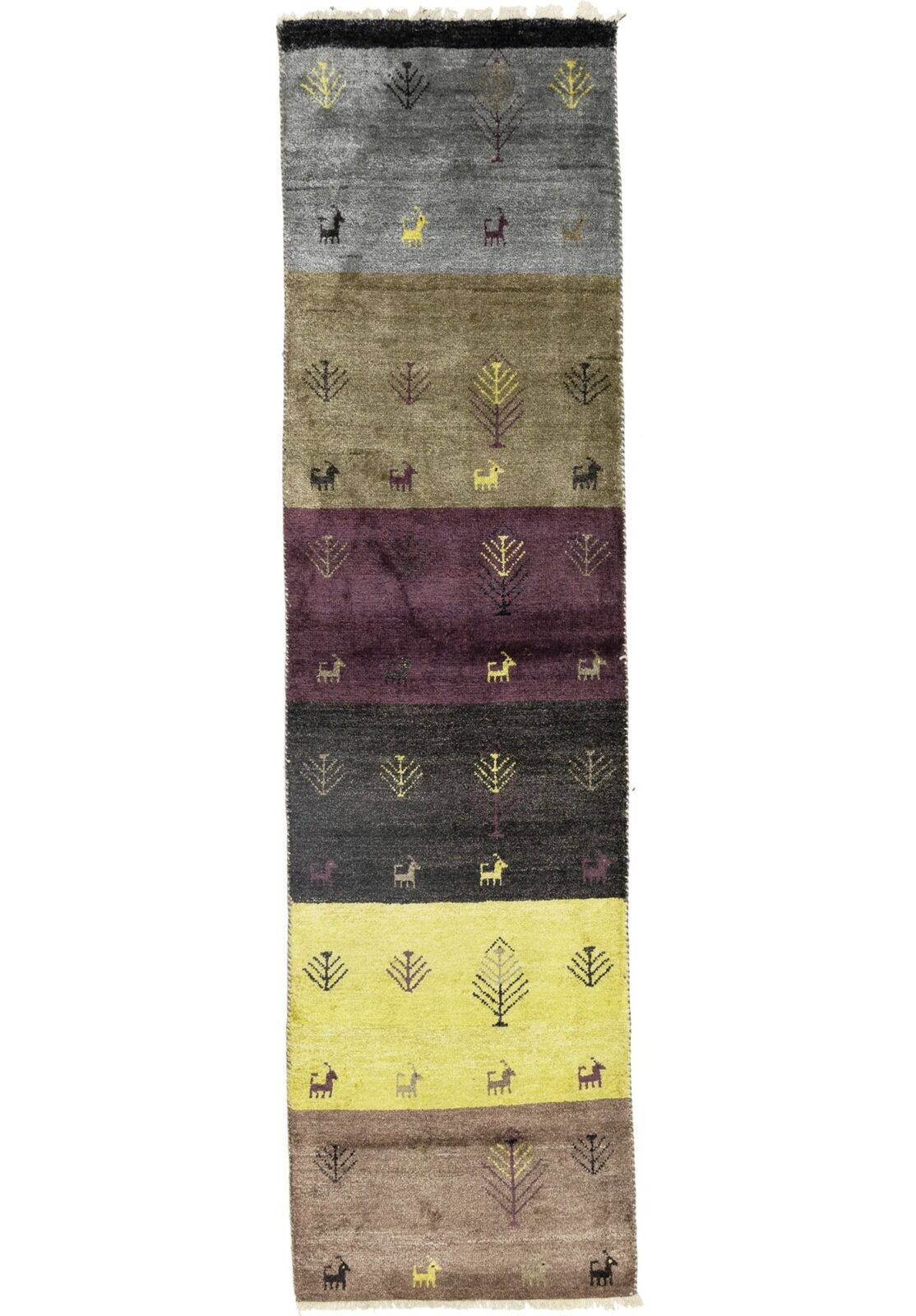 Handwoven Indo-Gabbeh Oriental Runner Rug