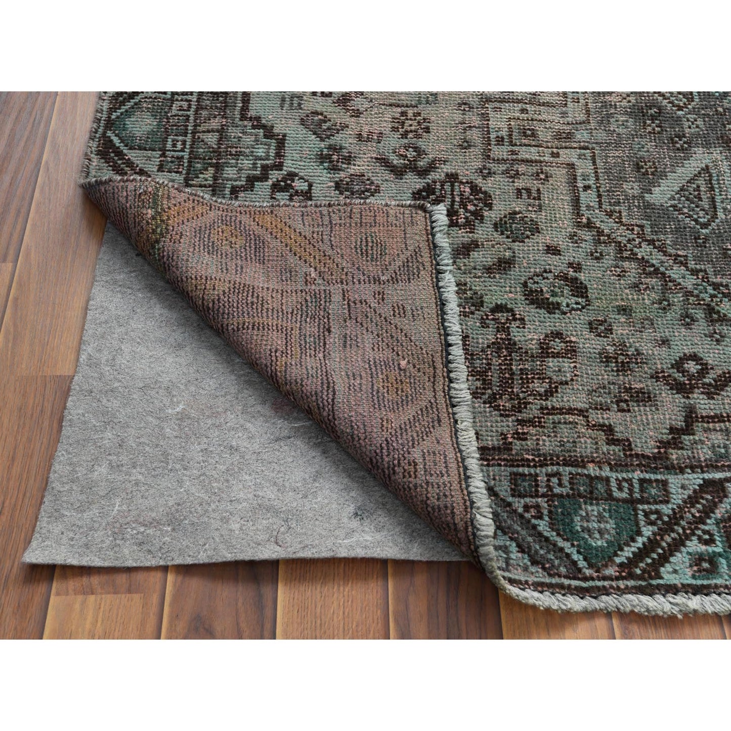 5'X8' Semi Antique Gray Farsian Sheeraz Worn Down Hand Knotted Wool Rug