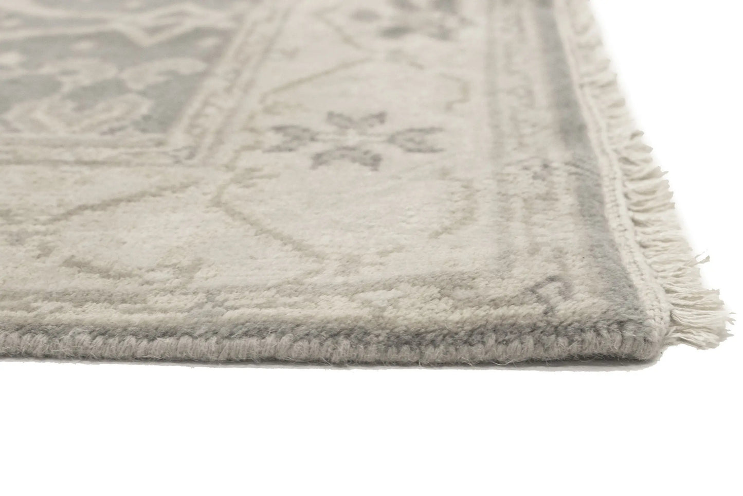 Handmade Muted Taupe Floral Oriental Rug Classic