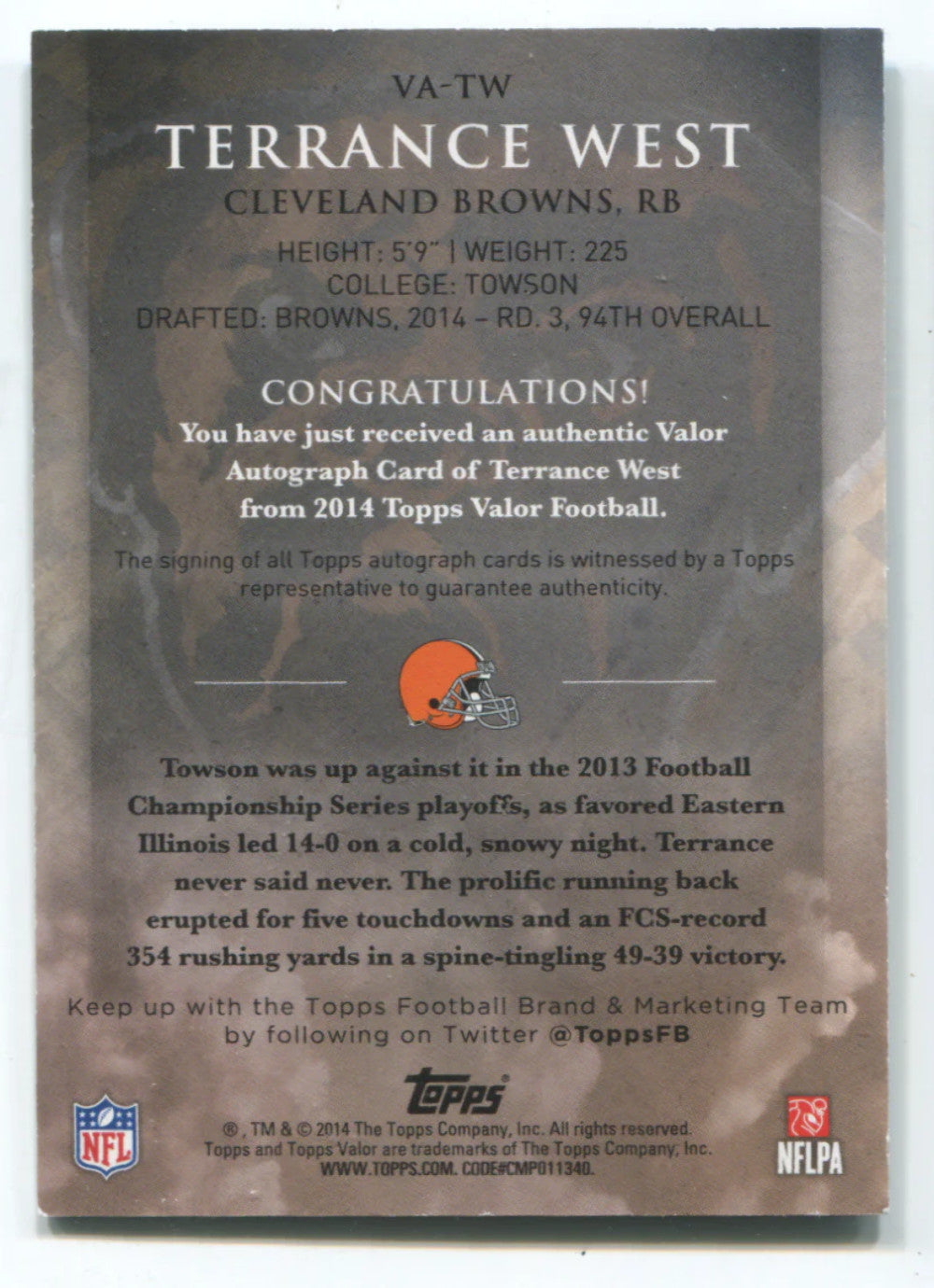 2014 Topps Certified Autograph Issue #Va-Tw