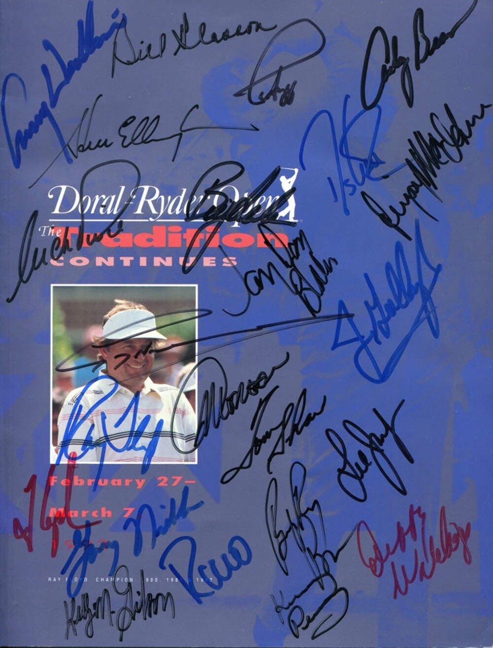 1993 Doral-Ryder Open Autographed Tournament Program Norman, Floyd, Couples