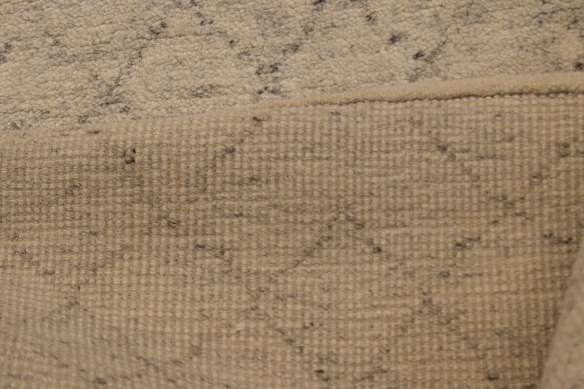 Hand-Knotted Beige Geometric Moroccan Rug Plush