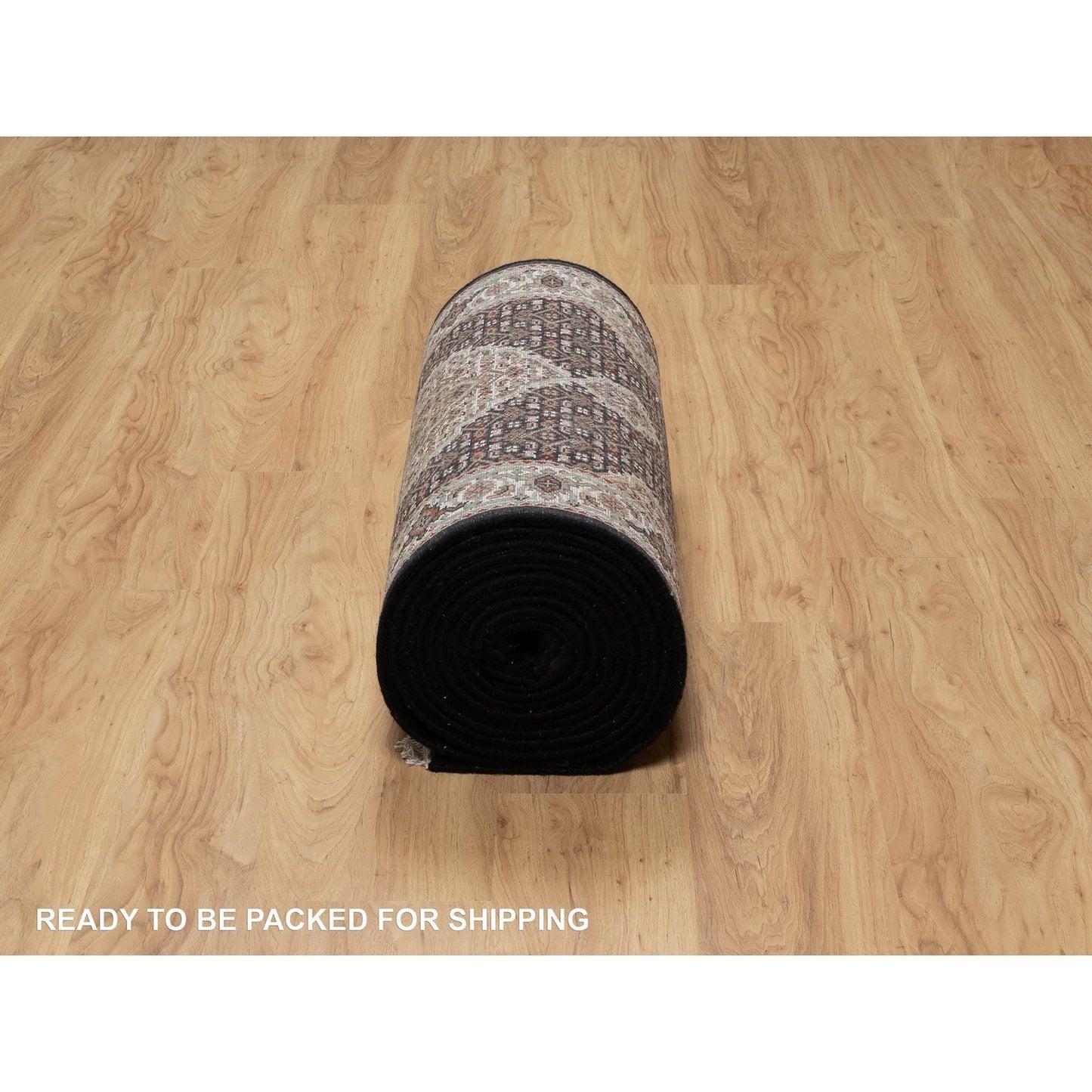2'8"X20'1" Rich Black Tebraz Mahi Pure Wool Hand Knotted Xl Runner Rug