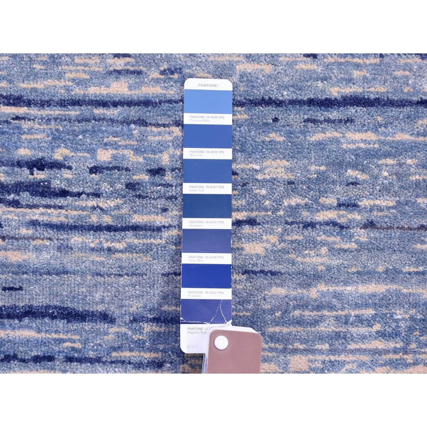 10'1"X14'1" Blue Oceanic Pure Wool Ombre Design Hand Made Oriental Rug