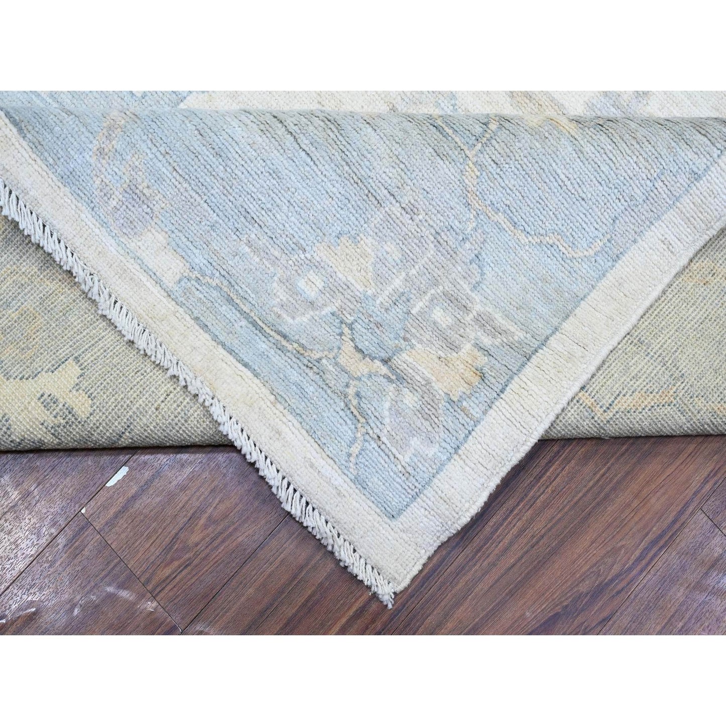 10'X15'10" Ivory Afghan Angora Oushak Wool Hand Knotted Oversized Rug