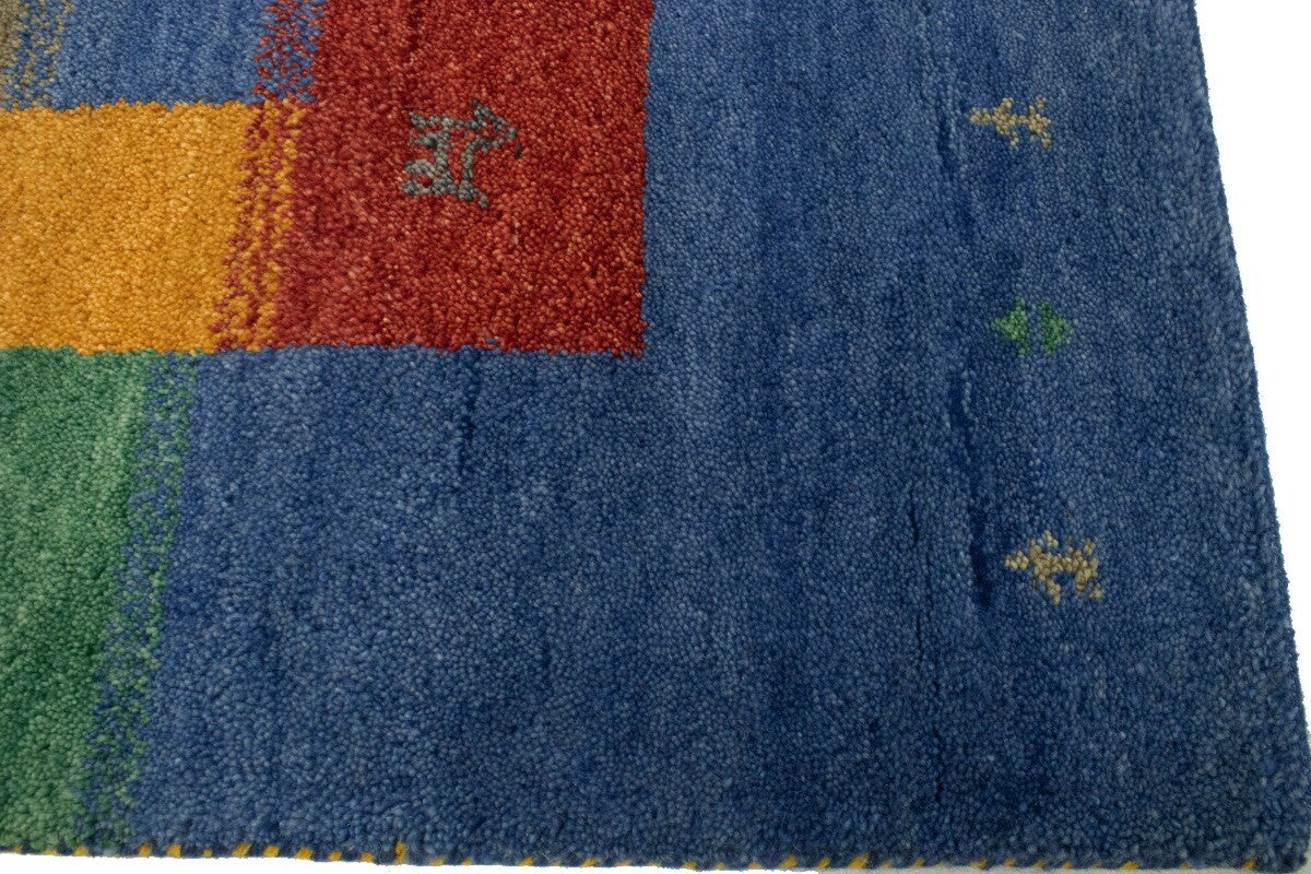 Indo-Gabbeh Multicolored Tribal Stripes Design