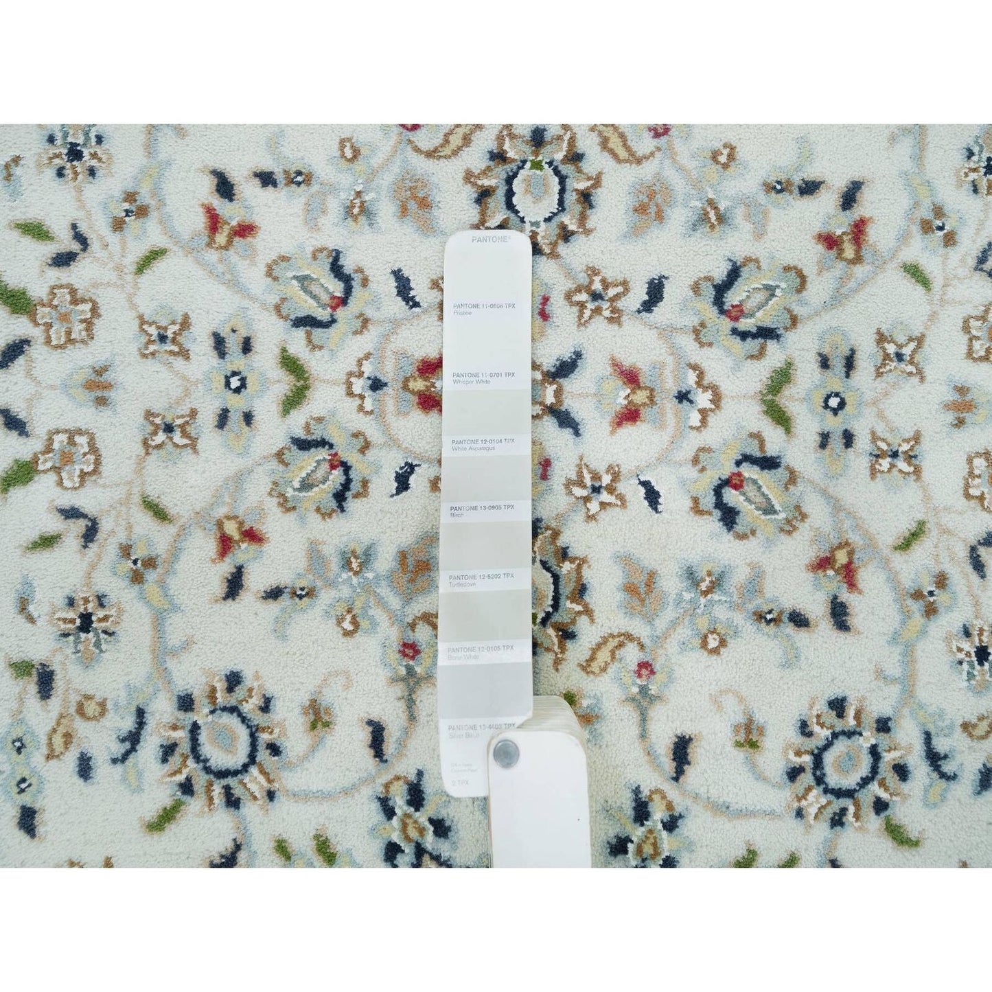 2'6"X8'2" White Hand Knotted Nain Design 250 Kpsi Organic Wool Runner Rug