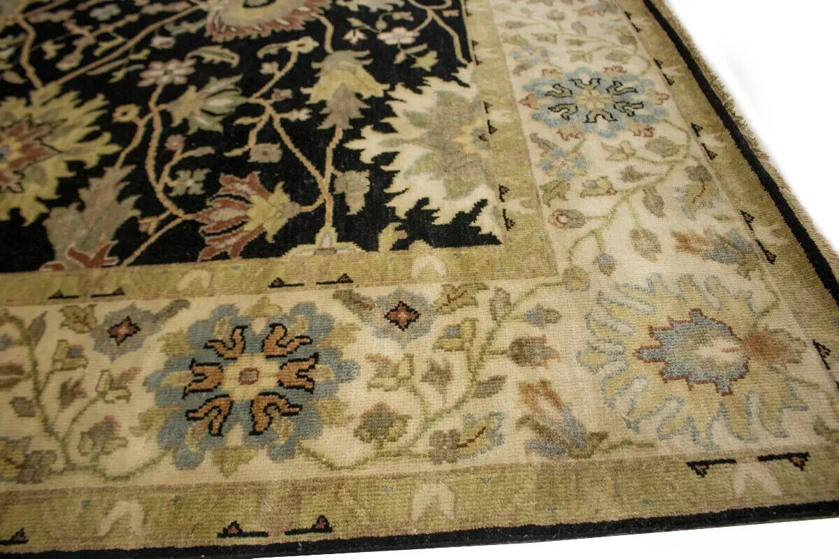 Antique Washed Black Floral Peshawar Rug Osh