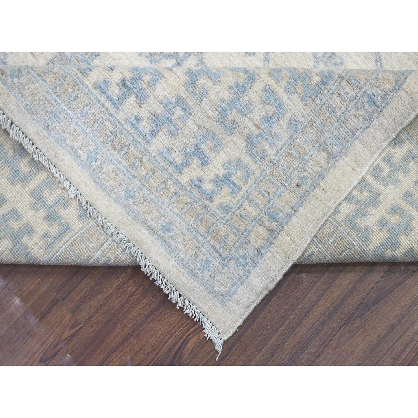 9'X11' Ivory Milk Wash Peshawar, Hand Knotted Pure Wool Natural Dyes, Rug