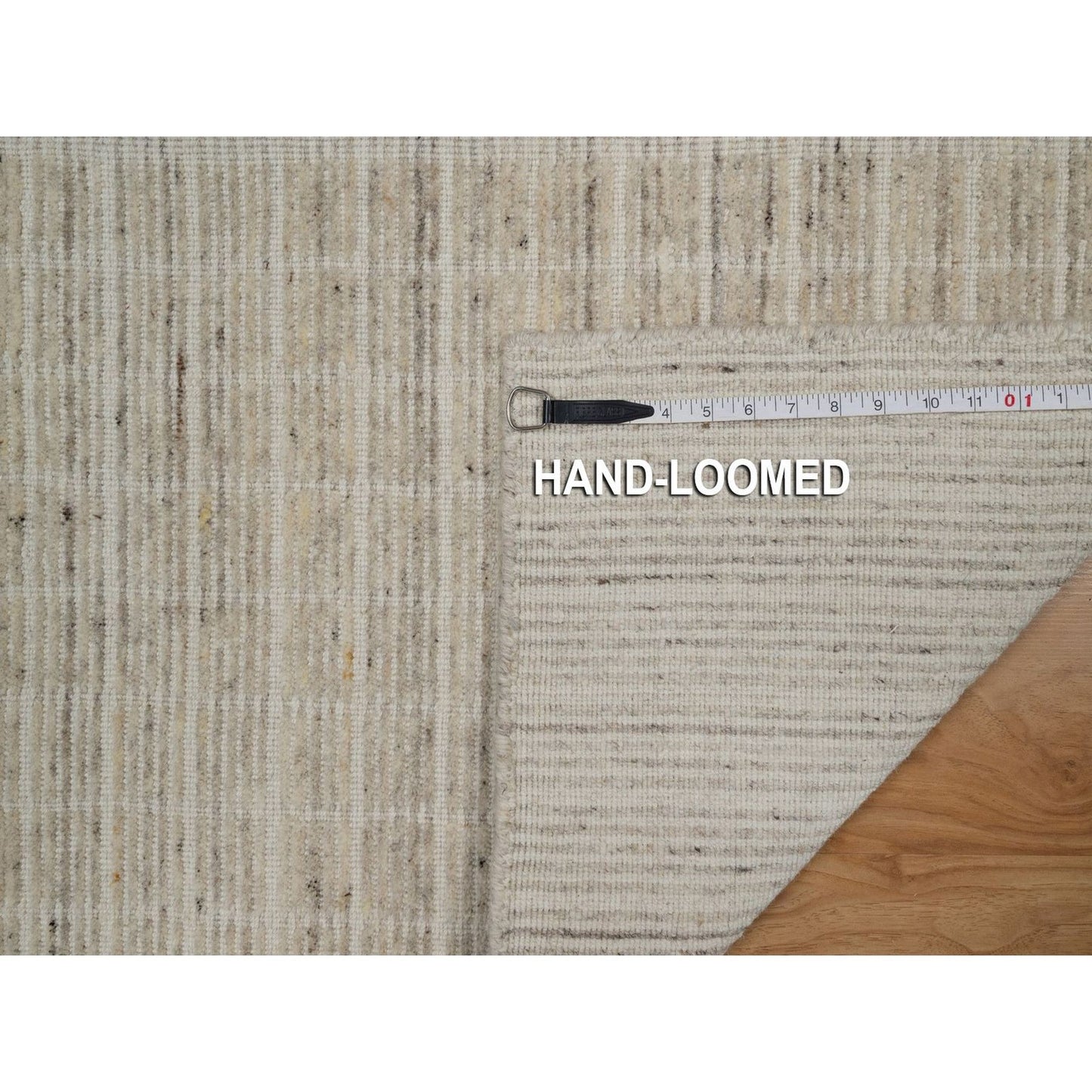 Knotted 2'x3'1" Ivory Modern Mat Rug Plain Decor Box Design Wool Loomed