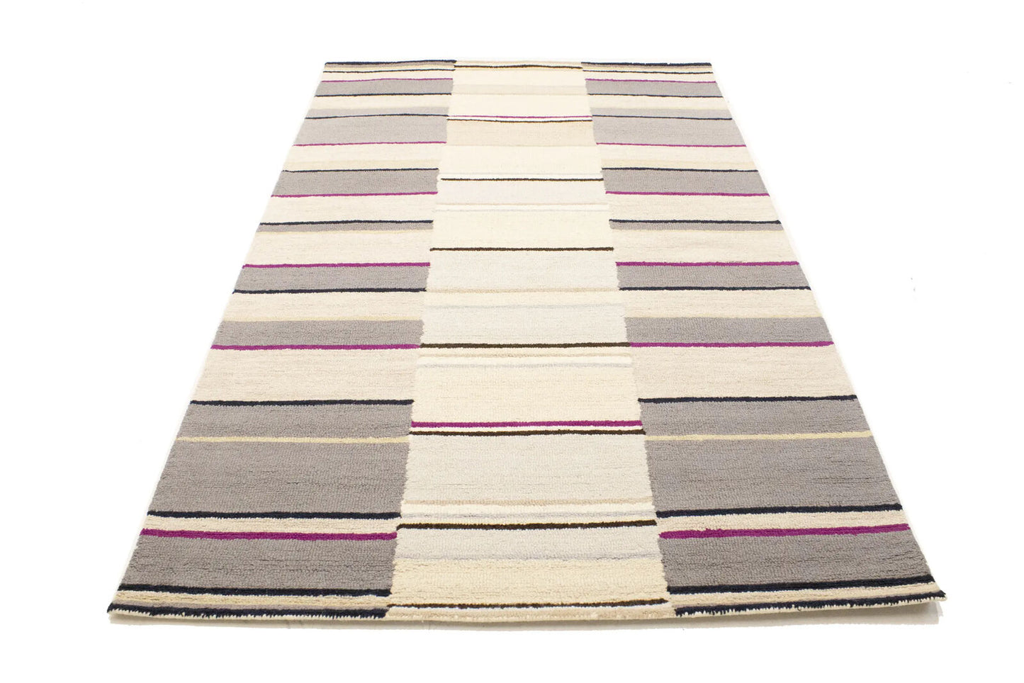 Contemporary Multicolored Stripes 5X8 Hand-Tufted