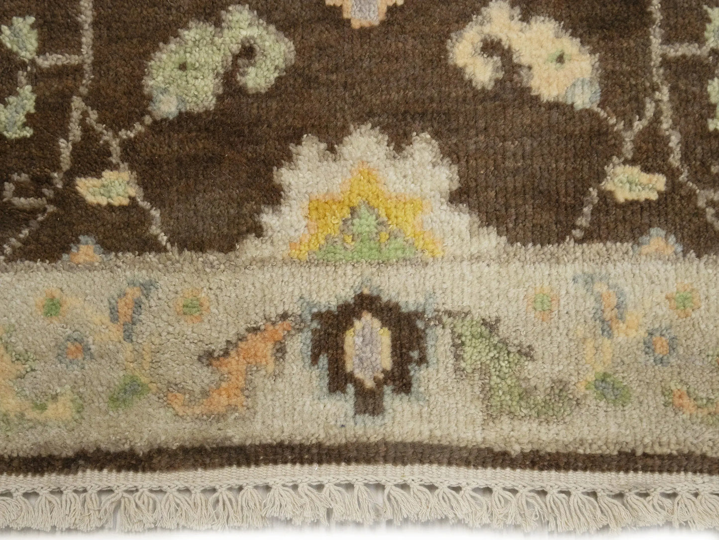 Oushak Chobi Oriental Runner Rug Brown Floral