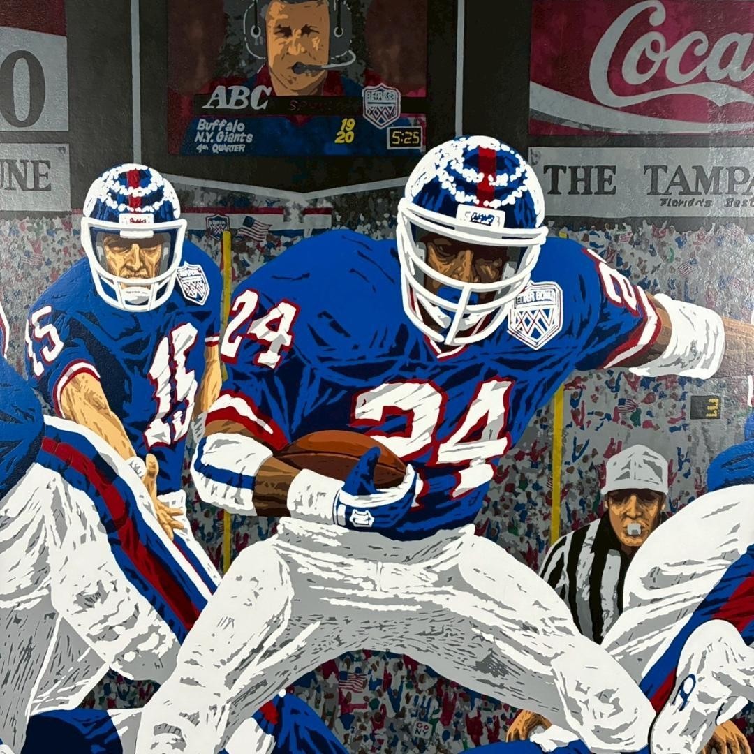 Rick Rush "Football" Serigraph Signed Framed 1991 New York Giants Super Bowl