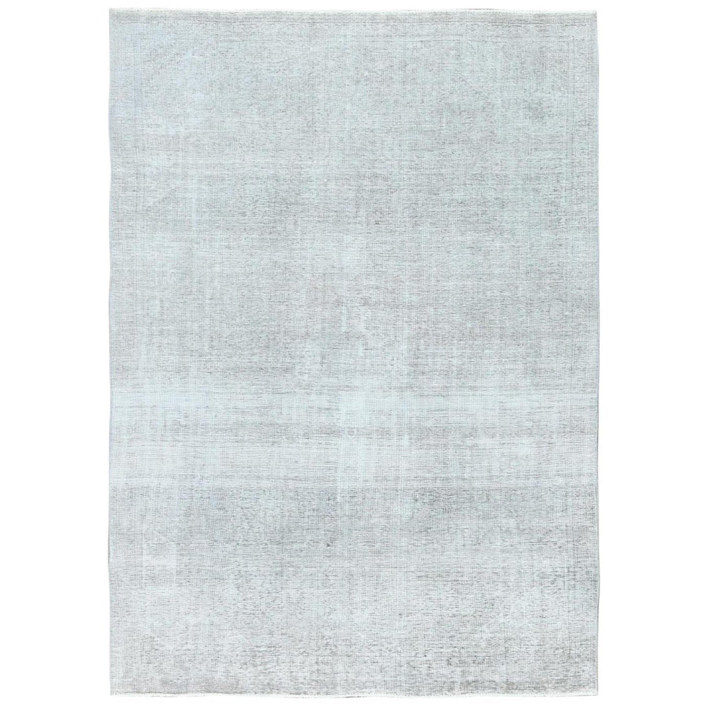 7'X10'2" Gray Hand Knotted Vintage Zoroastrian Tebraz Worn Wool Rug