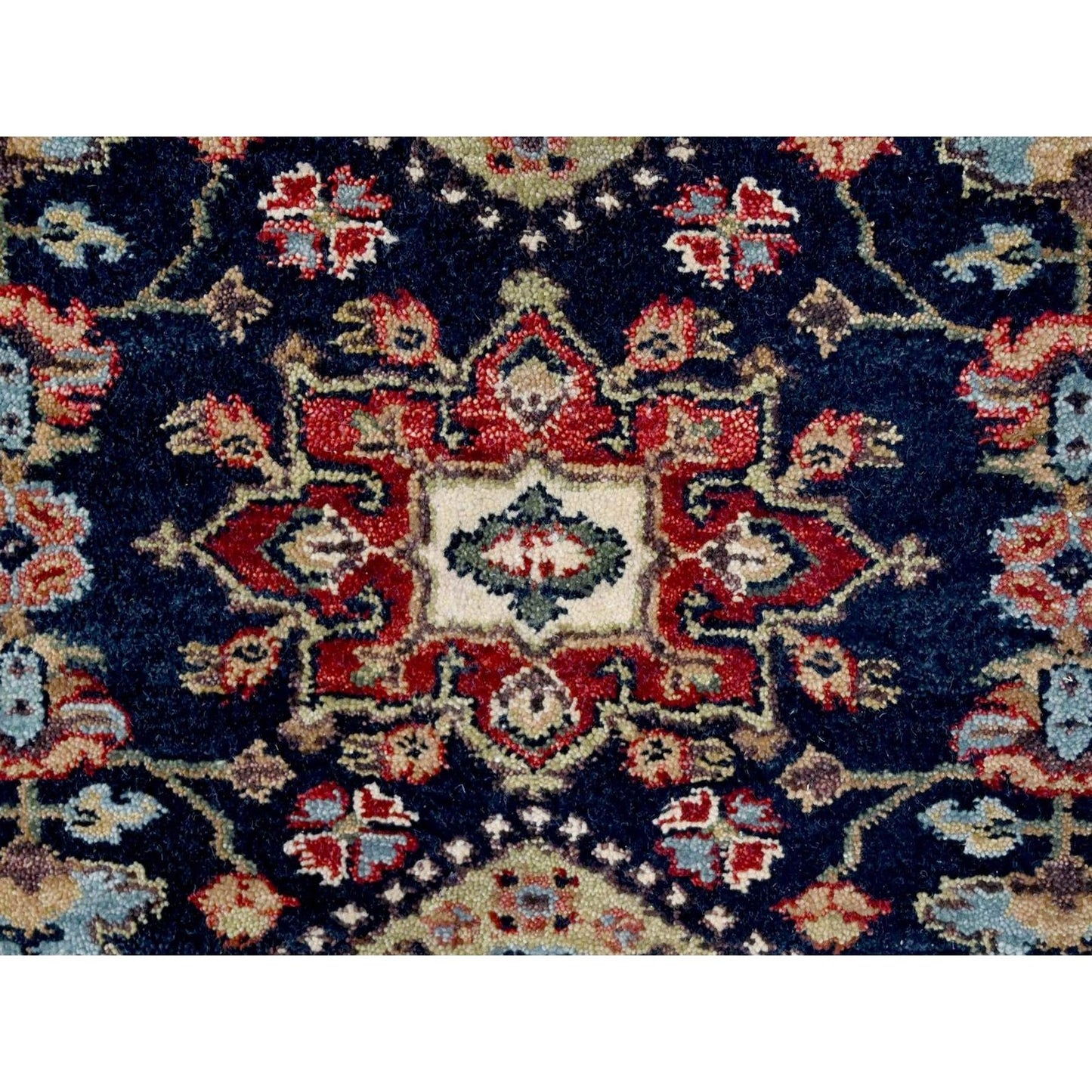 2'9"X8' Blue Karjihooz Medallions Design Hand Knotted Wool Runner Rug