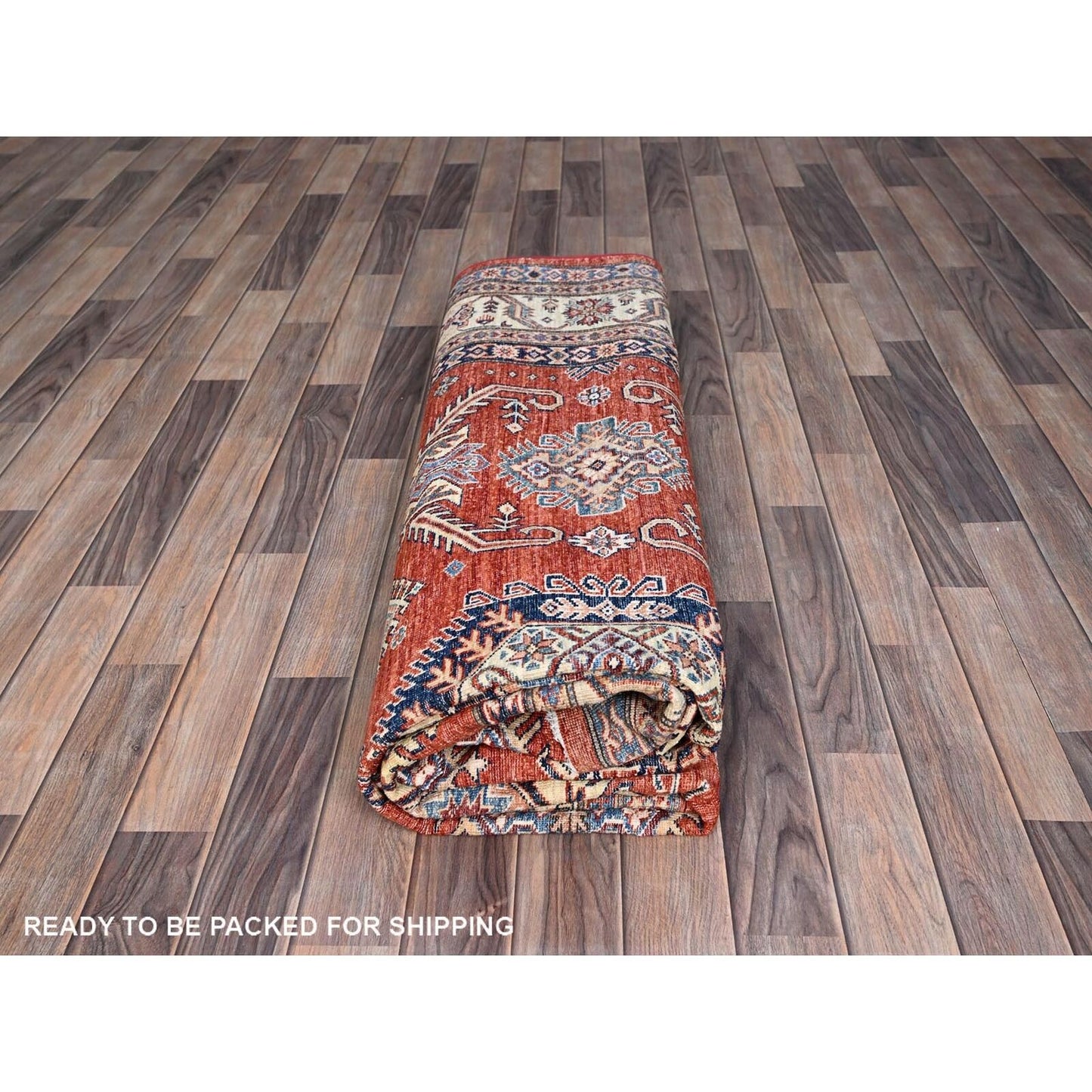 8'1"X10' Gypsy Red Afghan Super Kazak Pure Wool Hand Knotted Oriental Rug