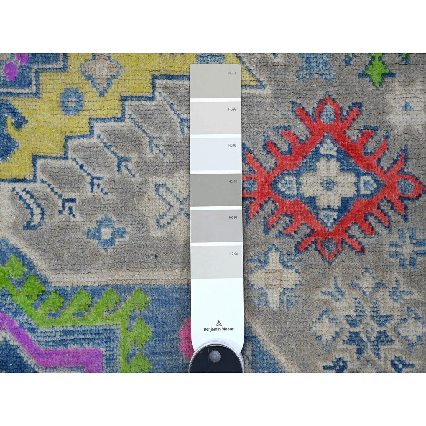 5'X6'8" Dorian Gray Hand Knotted Fusion Kazak Natural Wool Oriental Rug