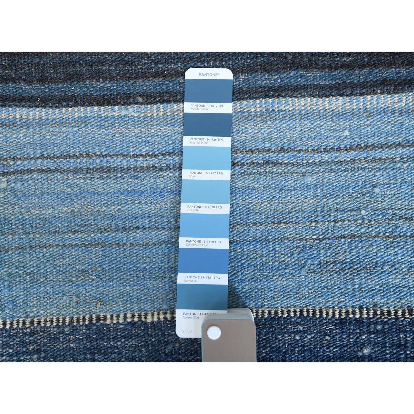 10'7"X13'8" Blue And Brown Mountain Design Flat Weave Kilim Pure Wool Rug