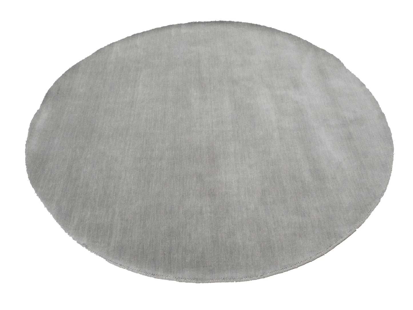 Gray Solid Hand-Loomed 6X6 Gabbeh Wool Round Rug