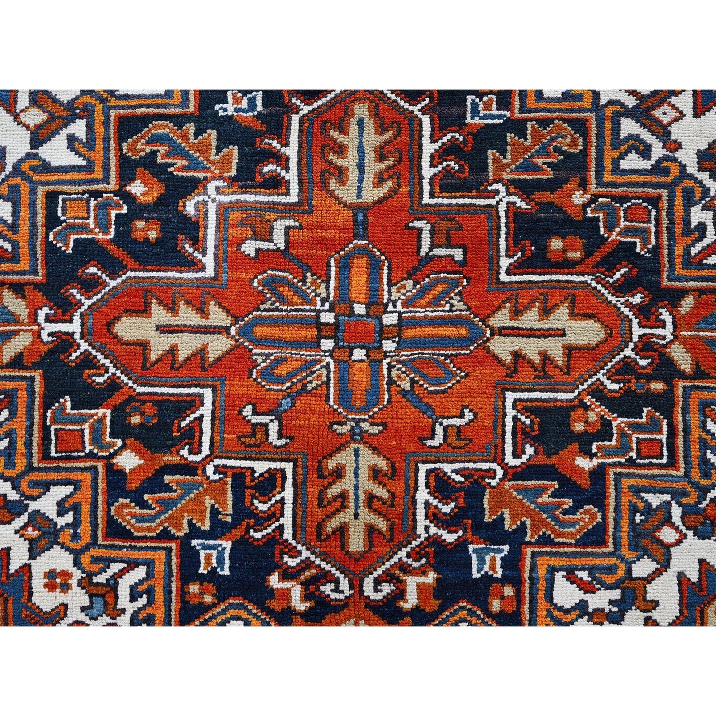 6'10"X8'10" Chili Red Vintage Zoroastrian Heris Pure Wool Hand Knotted Rug