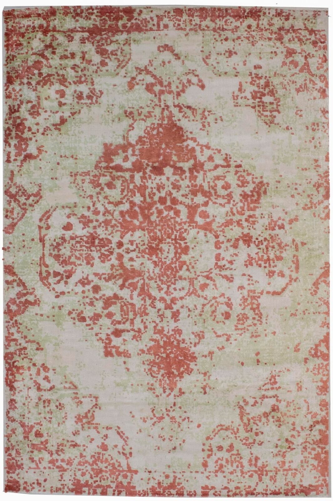 Modern Distressed Oriental Rug Floral Medallion