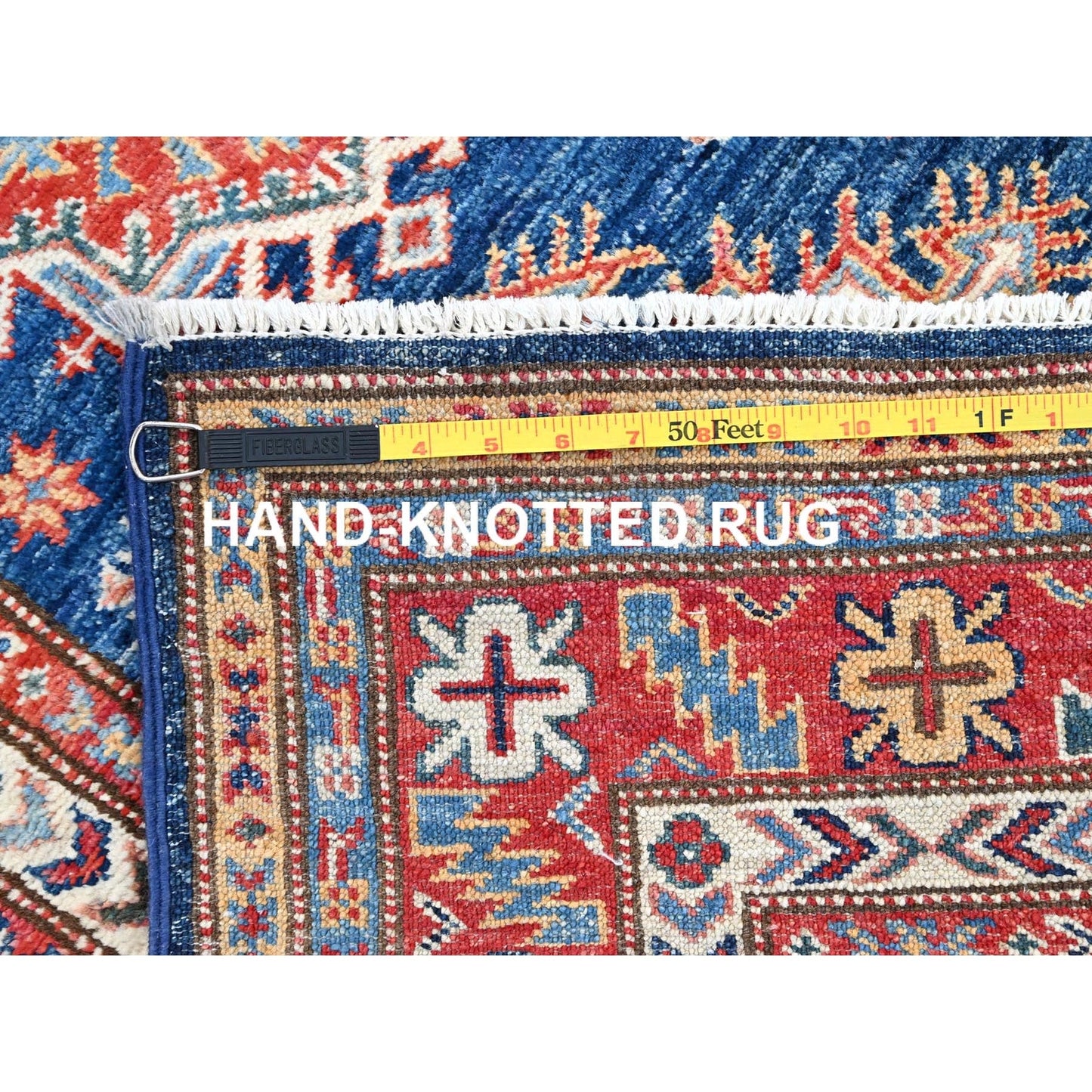 2'9"X26'3" Blue Hand Knotted Super Kazak Wool Xl Runner Rug