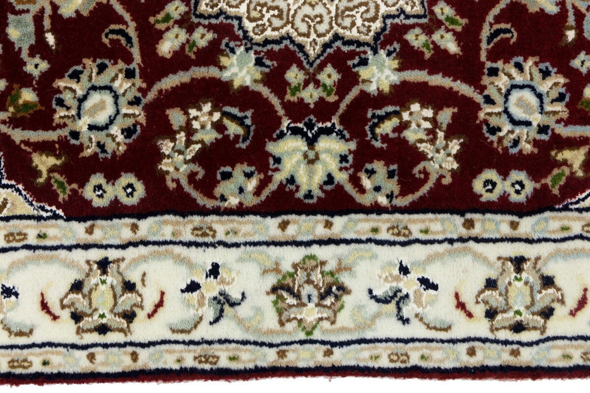 Small Hand-Knotted Red Floral Indo-Nain Oriental