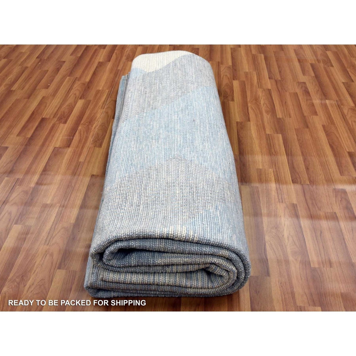 9'X12'1" Blue Geometric Art Deco Collection Wool Hand Knotted Rug
