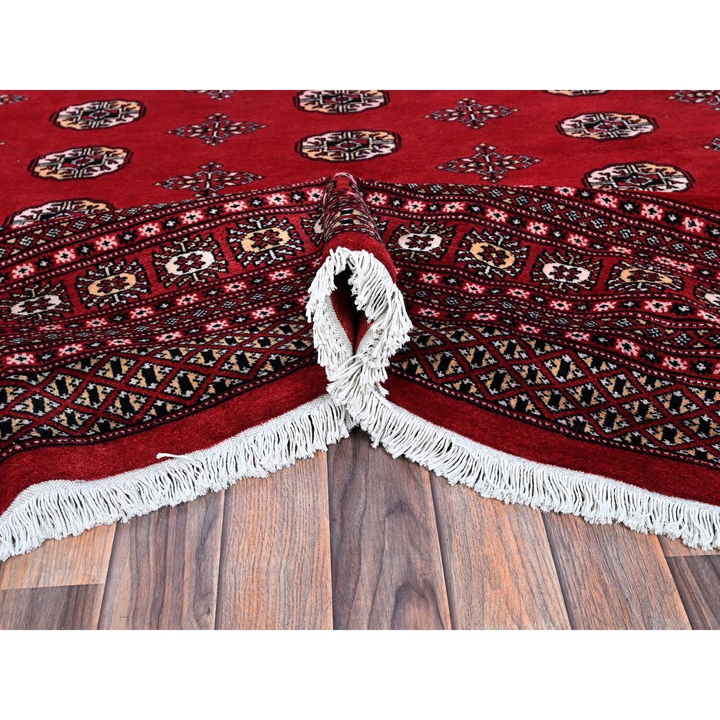 9'X12'6" Scarlet Red Princess Bokara Soft Wool Hand Knotted Rug