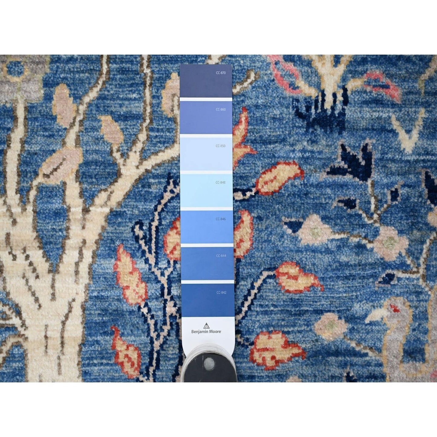 9'X11'10" Blue Wool Tree Of Life Peshawar Hand Knotted Oriental Rug