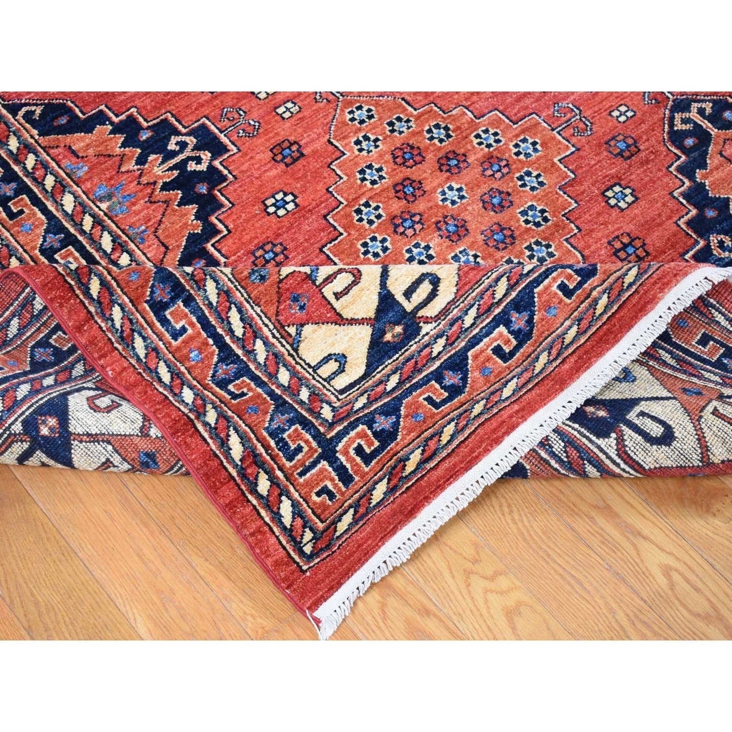 10'X14' Imperial Red Afghan Ersari Pure Wool Hand Knotted Rug