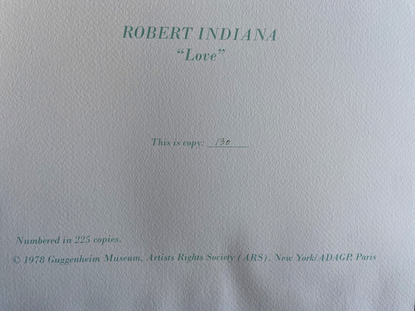 Robert-Indiana Lithograph Guggenheim Museum Coa Numbered Signed Op