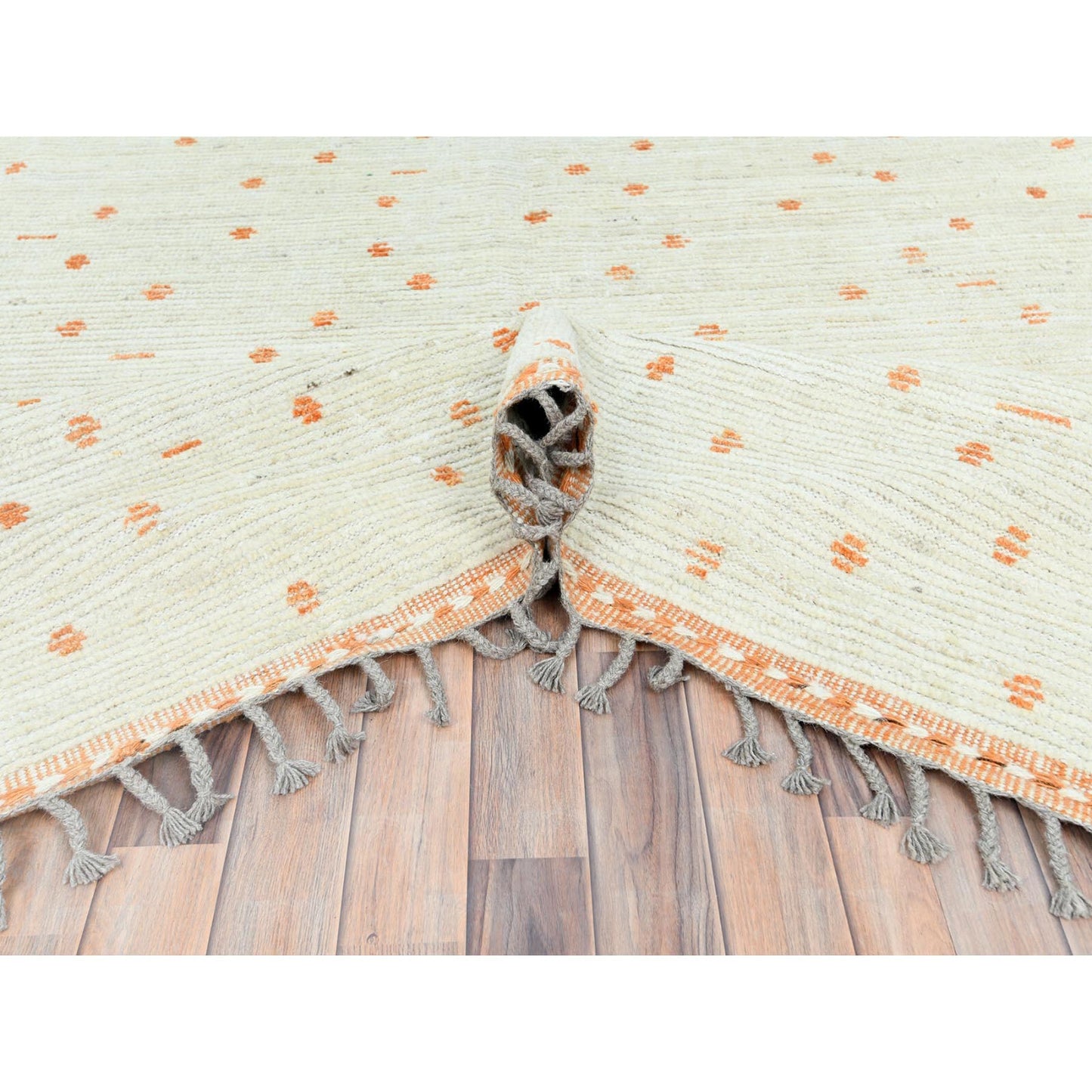 10'X14'4" Ivory Moroccan Berber Organic Wool Hand Knotted Oriental Rug