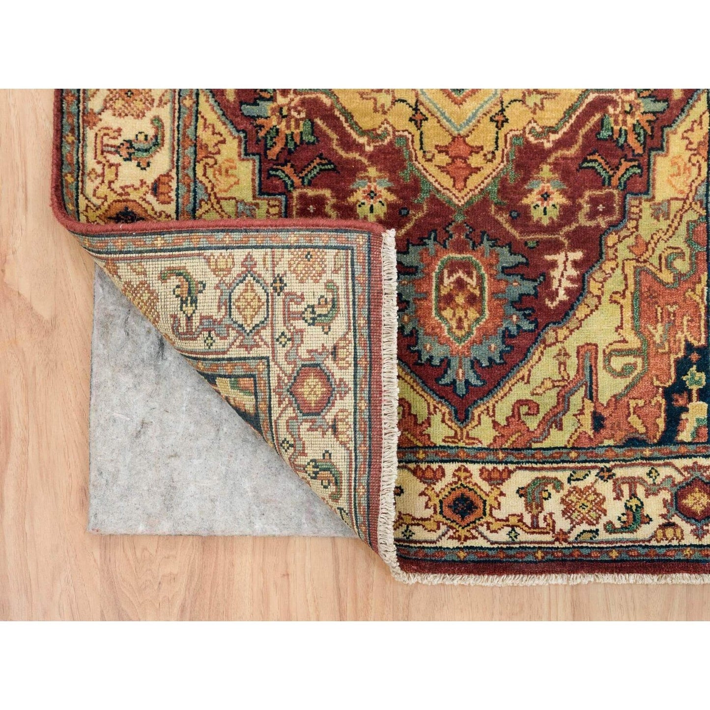 2'7"X22' Red Hand Knotted Heris Re-Creation Soft Wool Xl Runner Rug