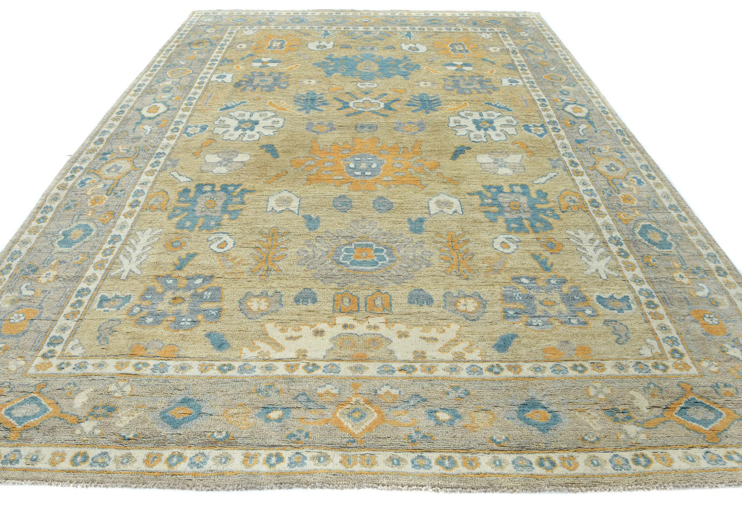 Oushak Pakistan Oriental Rug Muted Colors Floral