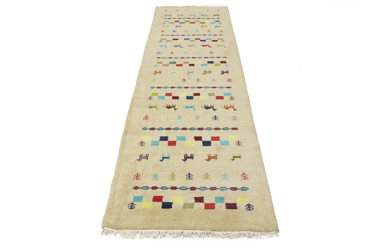 Hand-Knotted Tribal Indo-Gabbeh Pictorial Runner