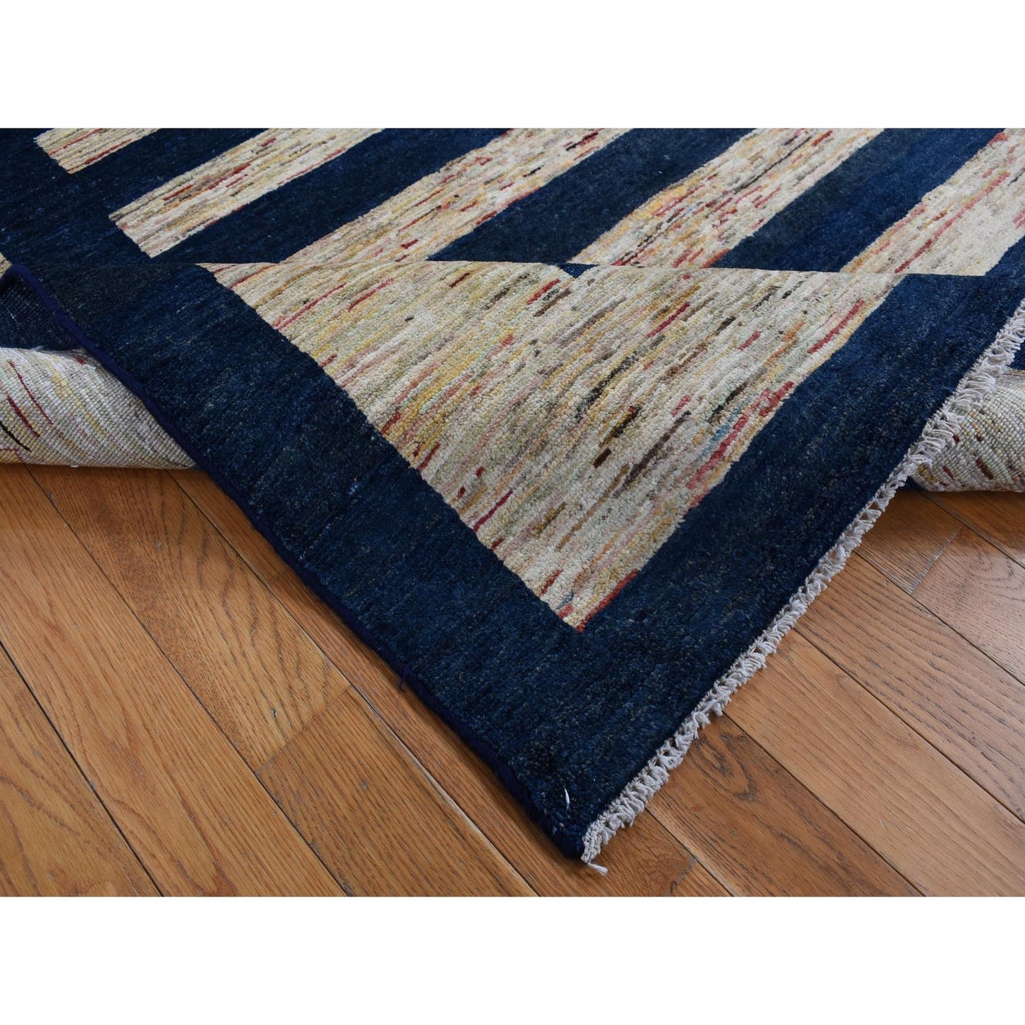 5'7"X8' Brown Pure Wool, Peshawar Gabbeh Hand Knotted On Clearance Rug