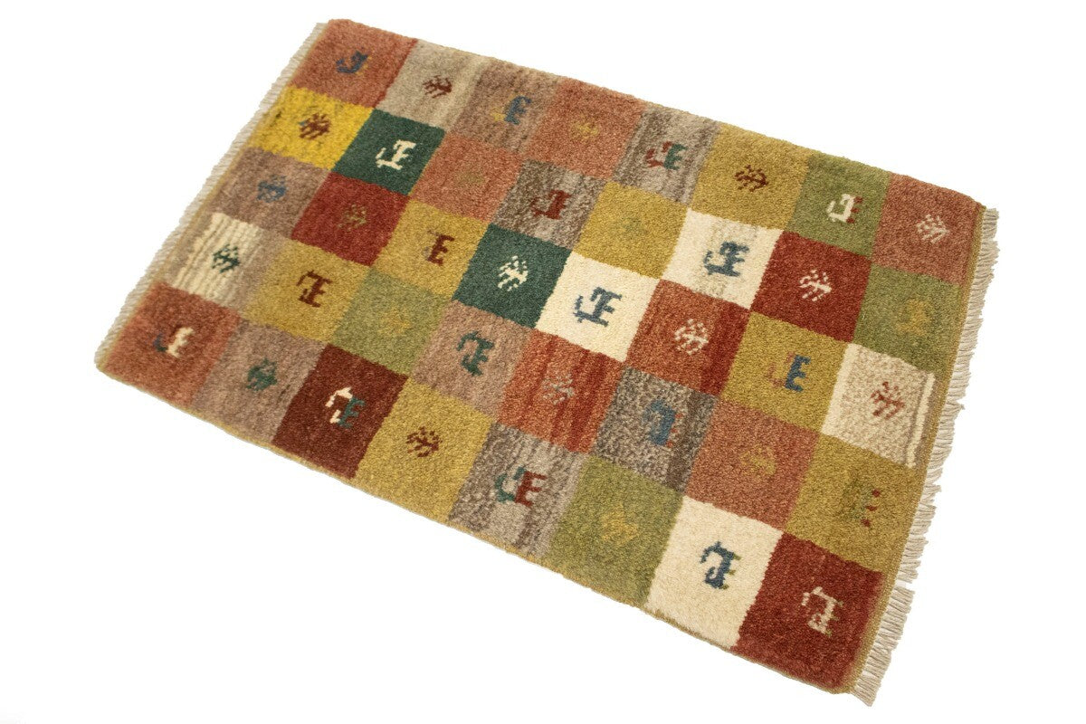 2X3 Ft Hand-Knotted Multicolored Gabbeh Rug Plush