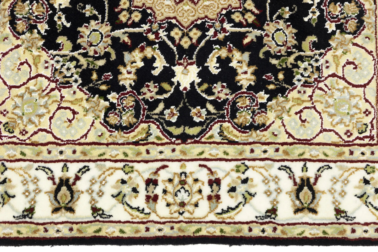 Small Oriental Decor Black Floral 3X3 Indo-Nain