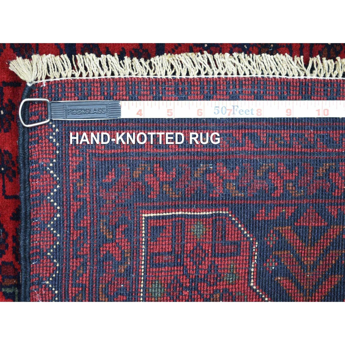 5'8"X7'5" Deep Red Hand Knotted Afghan Khamyab Soft And Velvety Wool Rug