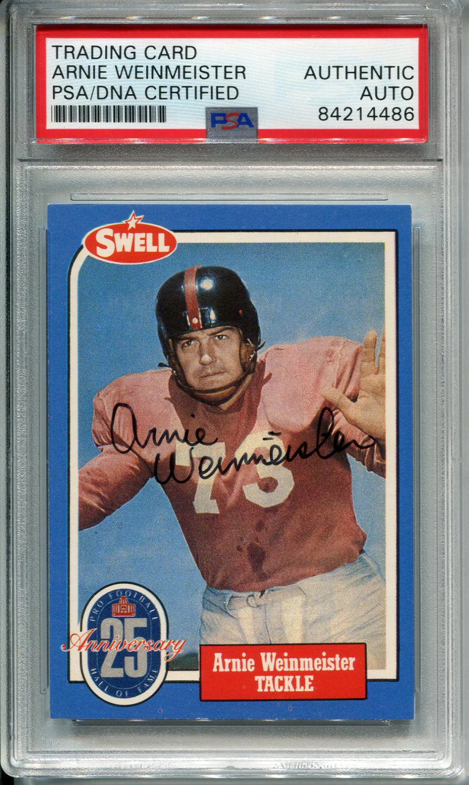 Arnie Weinmeister Autographed 1988 Swell Card