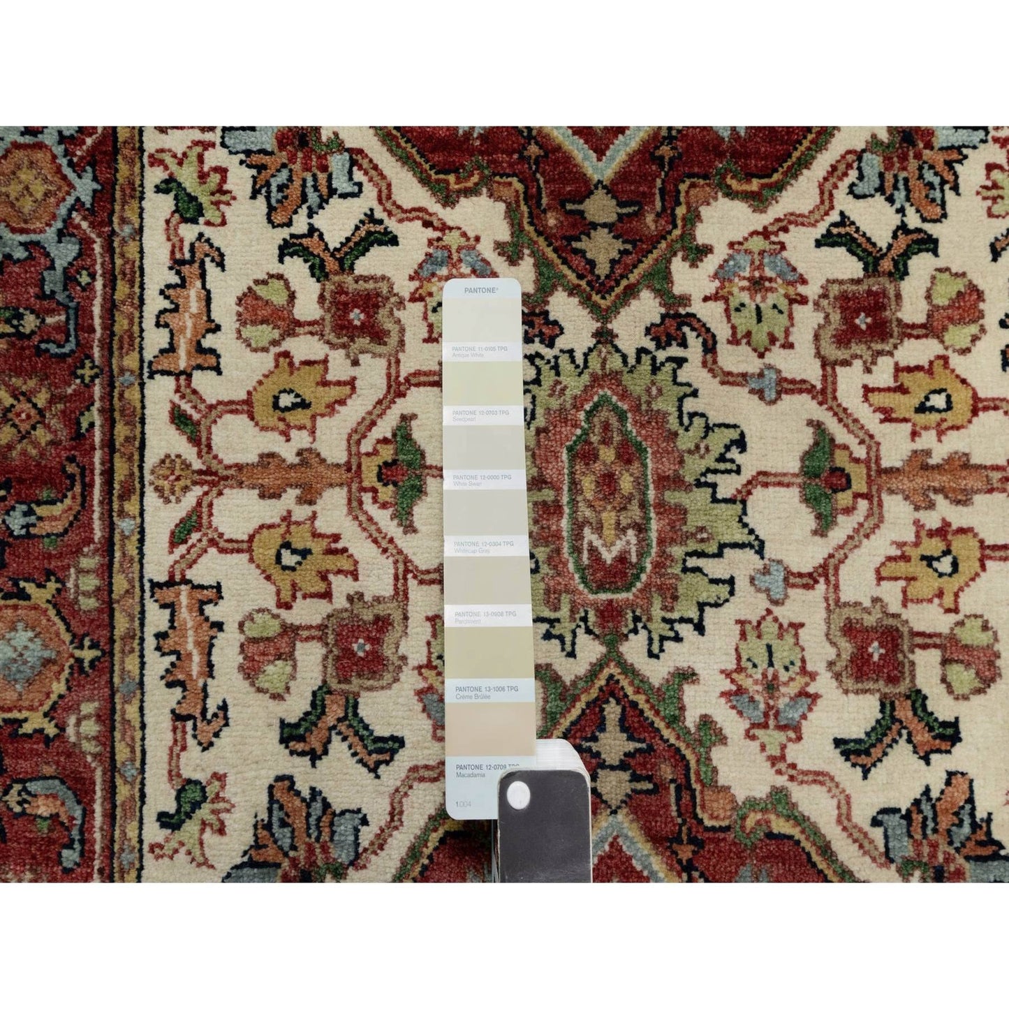 2'7"X25'5" Ivory Hand Knotted Antiqued Heris Re-Creation Wool Runner Rug