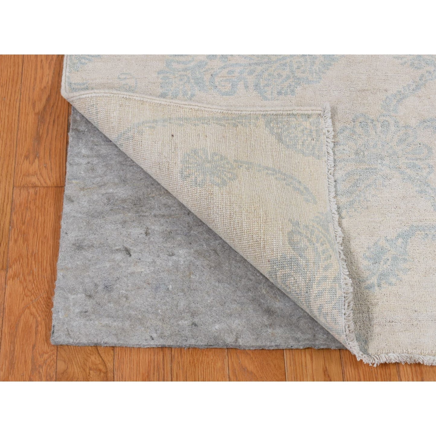 8'X10'1" White Tone On Tone Peshawar Design Pure Wool Hand Knotted Rug