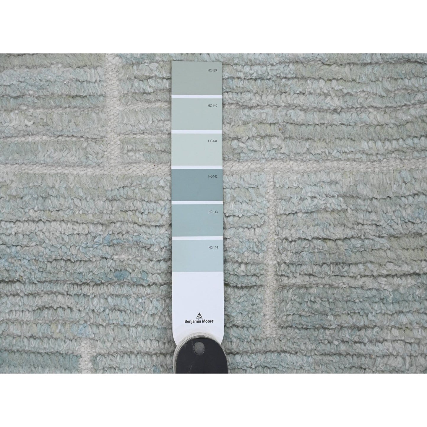 3'X13'2" Blue Geometric Moroccan Weave Soft Wool Hand Knotted Runner Rug
