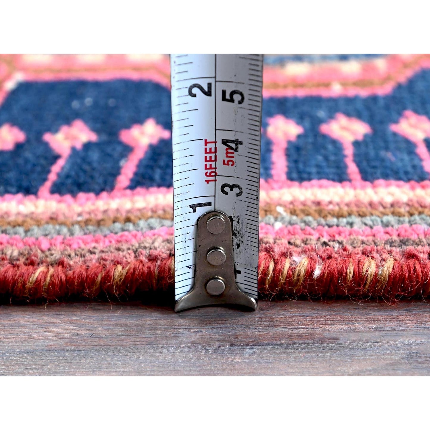 2'4"X6'5" Blush Red, Vintage Zoroastrian 100% Wool Hand Knotted Runner Rug